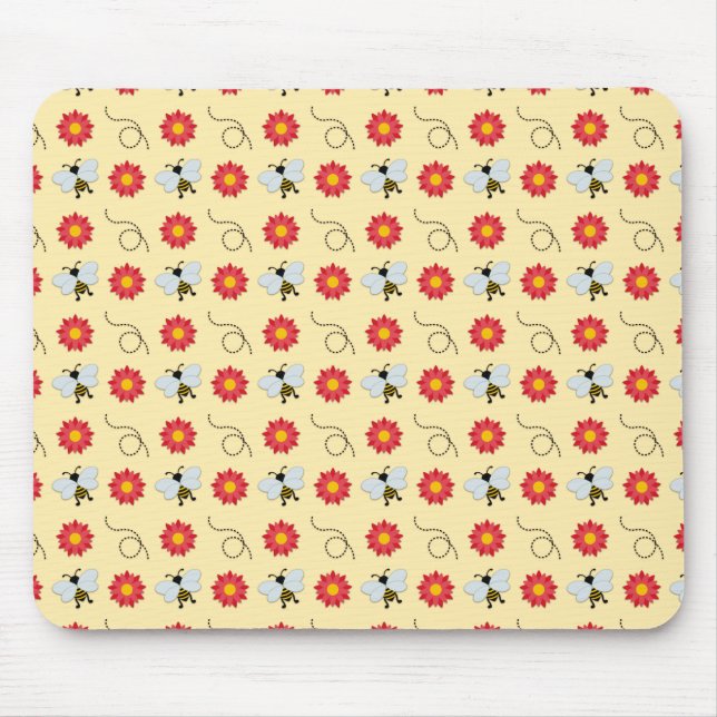Bee Honey And Flower Mouse Pad (Front)