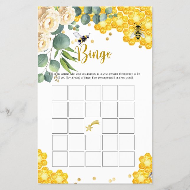 Bee Honey Bingo Game Card (Front)