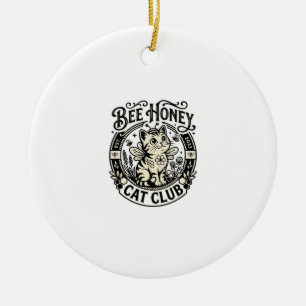 Bee Honey Cat Funny Cat Graphic - Bee Honey Cat Cl Ceramic Tree Decoration