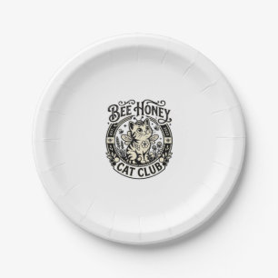 Bee Honey Cat Funny Cat Graphic - Bee Honey Cat Cl Paper Plate