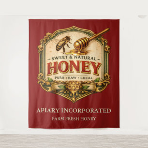 Bee honey dipper vintage sign market signage tapestry