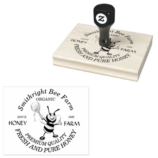 Bee Honey Farmer Personalised Rubber Stamp (Stamped)