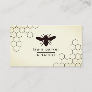 Bee Honey Seller Apiarist Black White Hexagon   Business Card