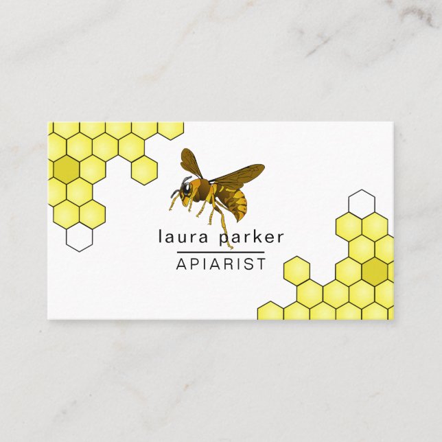 Bee Honey Seller Apiarist Black Yellow Letterpress Business Card (Front)