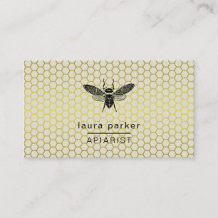 Bee Honey Seller Apiarist Lime Yellow Hexagon Business Card