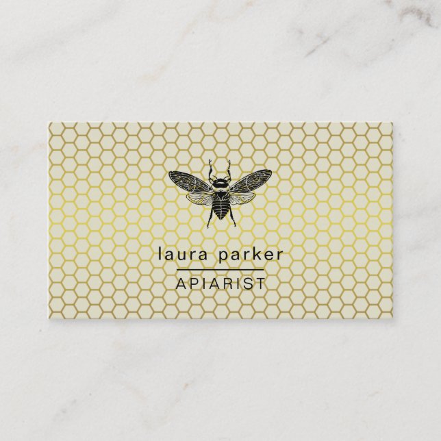 Bee Honey Seller Apiarist Lime Yellow Hexagon Business Card (Front)