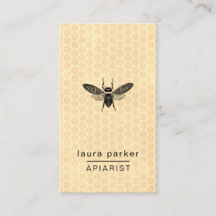 Bee Honey Seller Apiarist Rustic Brown Hexagon Business Card