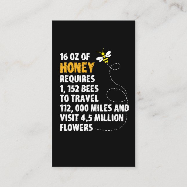 Bee honey statistics plant flowers beekeeper business card (Front)