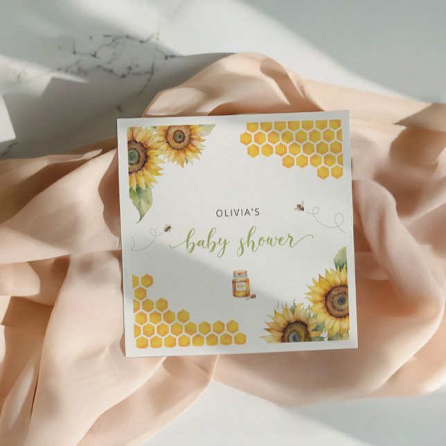 Bee Honey Sunflowers Baby Shower Napkin (Creator Uploaded)