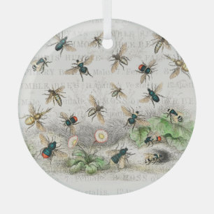 Bee Honey Worker Queen Bees Antique  Glass Tree Decoration