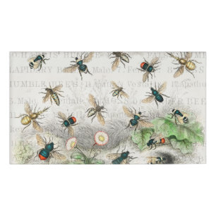 Bee Honey Worker Queen Bees Antique  Name Tag