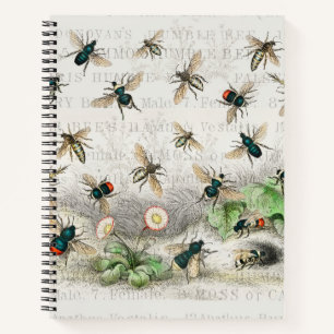 Bee Honey Worker Queen Bees Antique  Notebook