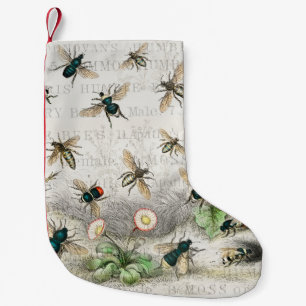 Bee Honey Worker Queen Bees Antique  Small Christmas Stocking
