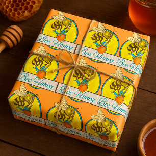 Bee Honey Yellow Insect Wrapping Paper