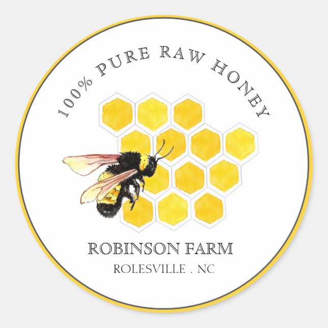 Bee & Honeycomb  Apiary Beekeepers Classic Round Sticker (Front)