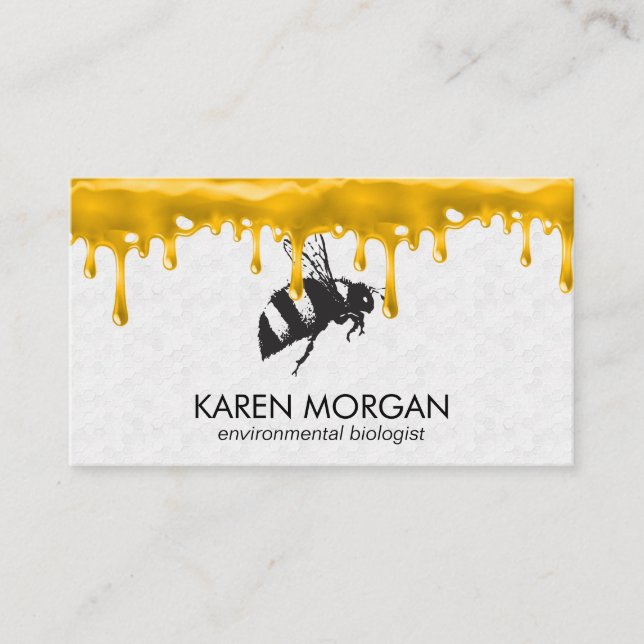 Bee | Honeycomb | Honey Drip Business Card (Front)