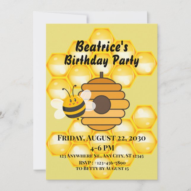 Bee Honeycomb Invitation (Front)
