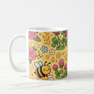 Bee Honeycomb Mug – Cute Flower Pattern
