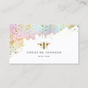 bee honeycomb pastel colours business card