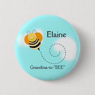 BEE HOP BUMBLE BEE NAME TAG Personalised Button