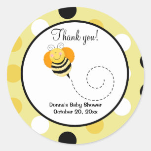 Bee Hop Bumble Bee Round Favour Sticker - Polkadot