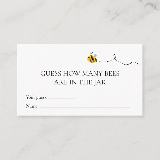 Bee How Many Bees Baby Shower Game card (Front)