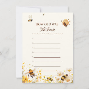 Bee How old was the  bride Shower Game Card