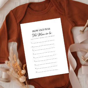 Bee How old was the mum baby Shower Game Card
