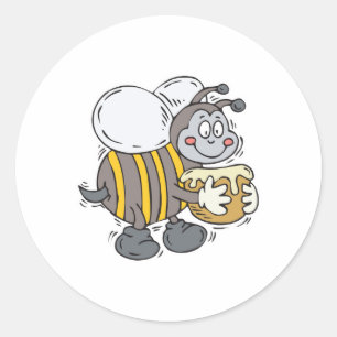 bee hugging honey classic round sticker