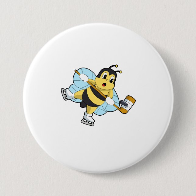 Bee Ice hockey Ice hockey stick 7.5 Cm Round Badge (Front)