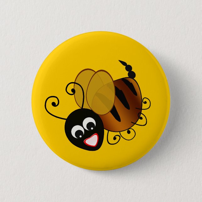 Bee In Black 6 Cm Round Badge (Front)