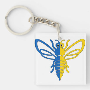 Bee in the colors of the Ukrainian flag Key Ring