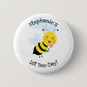 Bee in Tulip Garden 6 Cm Round Badge