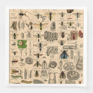 Bee Insect Bug Wasp Natural Nature Bees Painting Napkin