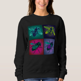 Bee Insect Pop Illustration Colorful Animal Women  Sweatshirt