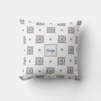 Bee Inspired Hand-Drawn Doodle with Monogram Cushion