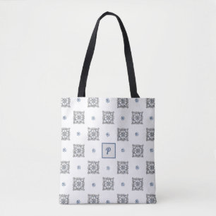 Bee Inspired Hand-Drawn Doodle with Monogram Tote Bag
