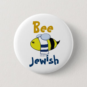 "Bee Jewish" 6 Cm Round Badge