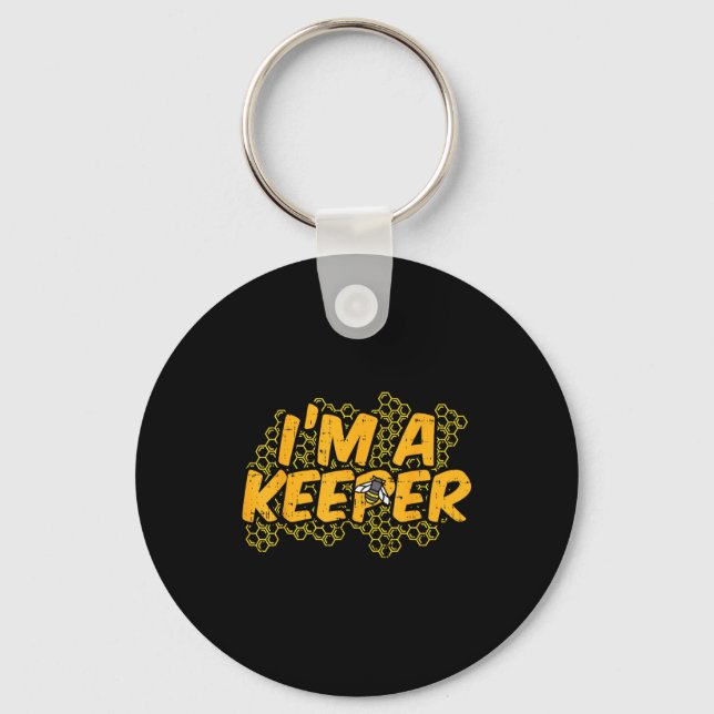 Bee-keeper Funny Beekeeng Pun Humour Honey Aarist  Key Ring (Front)