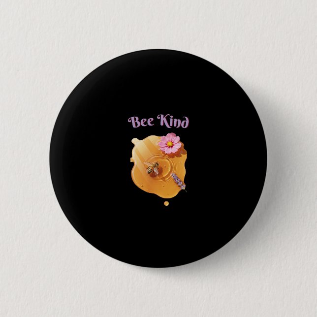 Bee Kind 6 Cm Round Badge (Front)