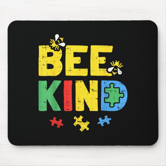 Bee Kind Autism Awareness Shirt Puzzle Autistic  Mouse Pad (Front)