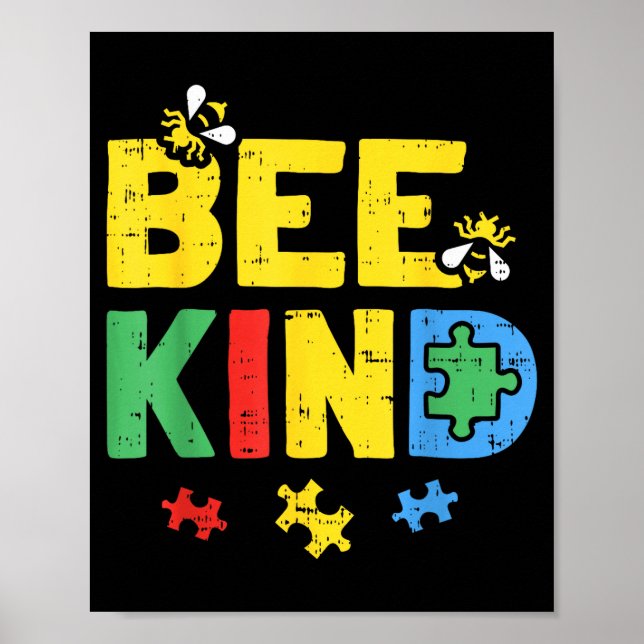 Bee Kind Autism Awareness Shirt Puzzle Autistic  Poster (Front)