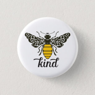 Bee Kind   Be Kind   Ornate Bee  3 Cm Round Badge