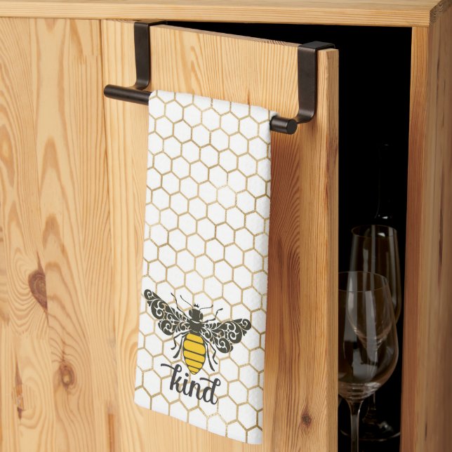 Bee Kind | Be Kind | Ornate Bee  Tea Towel (Thirds Fold)