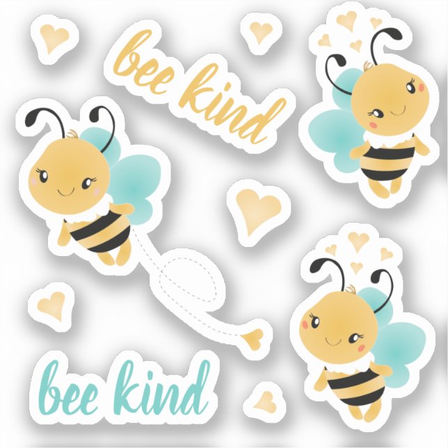 Bee Kind Bumblebee Hearts Yellow Blue (Front)