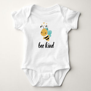 Bee Kind Bumblebee Hearts Yellow Blue Baby Bodysuit