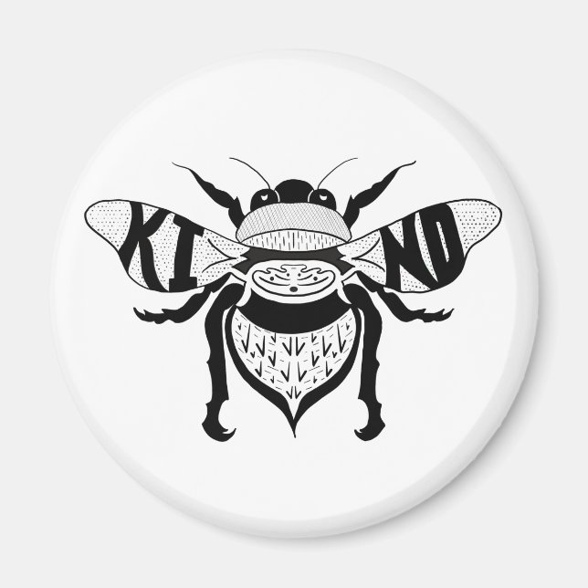 Bee Kind Circle Refrigerator Magnet  (Front)