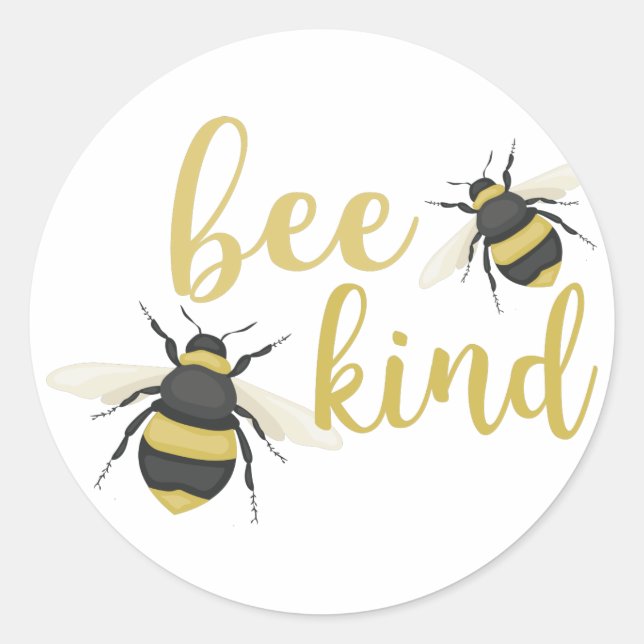 Bee Kind Classic Round Sticker (Front)