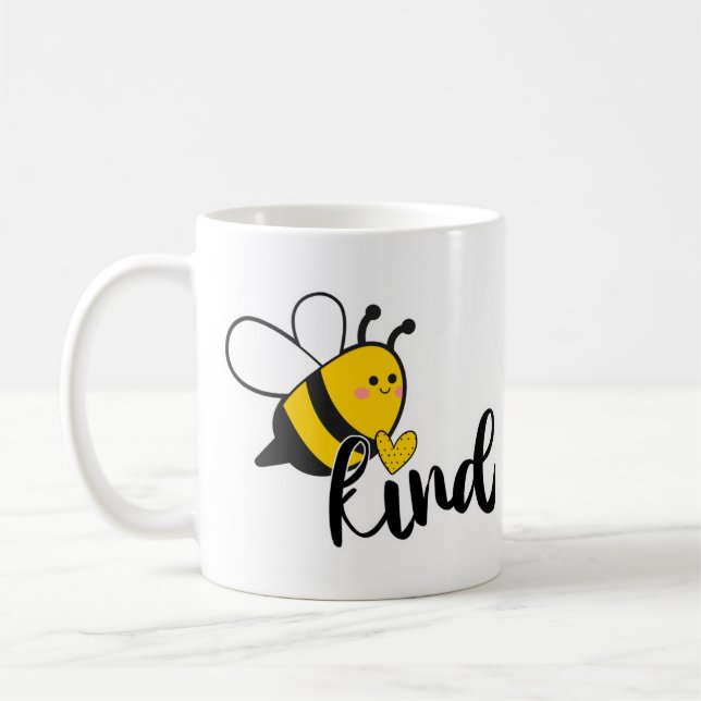 Bee Kind Cute Bee Heart Inspirational Coffee Mug (Left)