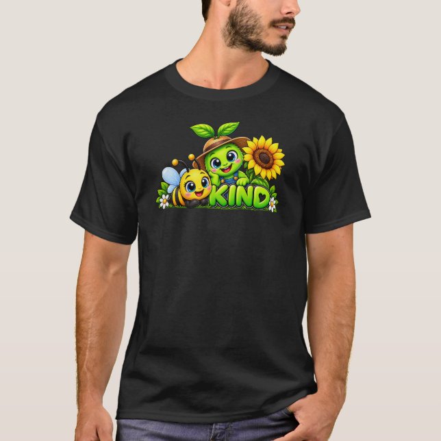 Bee Kind Cute Bumble Bee Positive T-Shirt (Front)